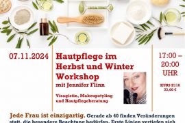 DRK - Hautpflege im  Herbst und Winter Workshop  mit Jennifer Flinn   (Visagistin, Makeupstyling  und Hautpflegeberatung)